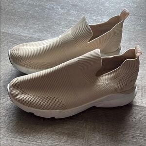 Ardene Cream Slip-On Sneakers with Cushioned Midsole
